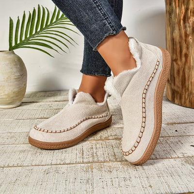 Women's Cozy Fleece-Lined Slip-On Ankle Boots