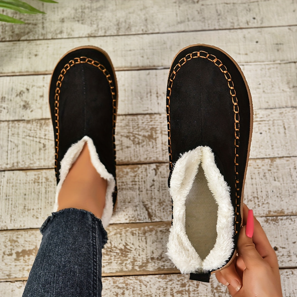 Women's Cozy Fleece-Lined Slip-On Ankle Boots